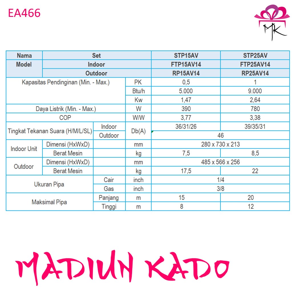 AC Daikin 1 PK Standard Malaysia Lengkap Asesoris & Pasang Area Madiun