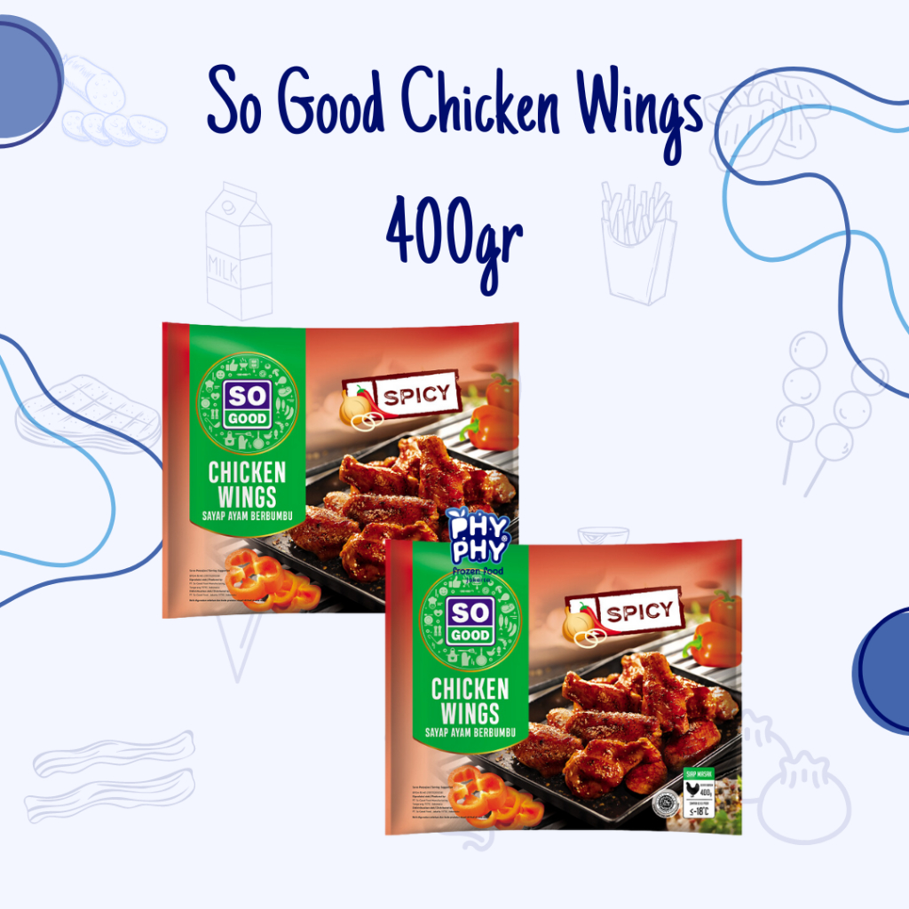 

So Good Spicy Wings 400gr | Spicy Wings | Sayap Ayam Berbumbu | Sayap Ayam