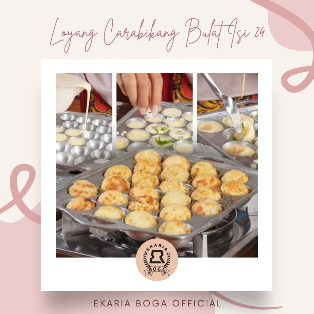 LOYANG | CETAKAN KUE | TAKOYAKI | KOTAK | KUE LUMPUR | KUE CUBIT | TELUR PUYUH | 24 LUBANG | LOYANG 