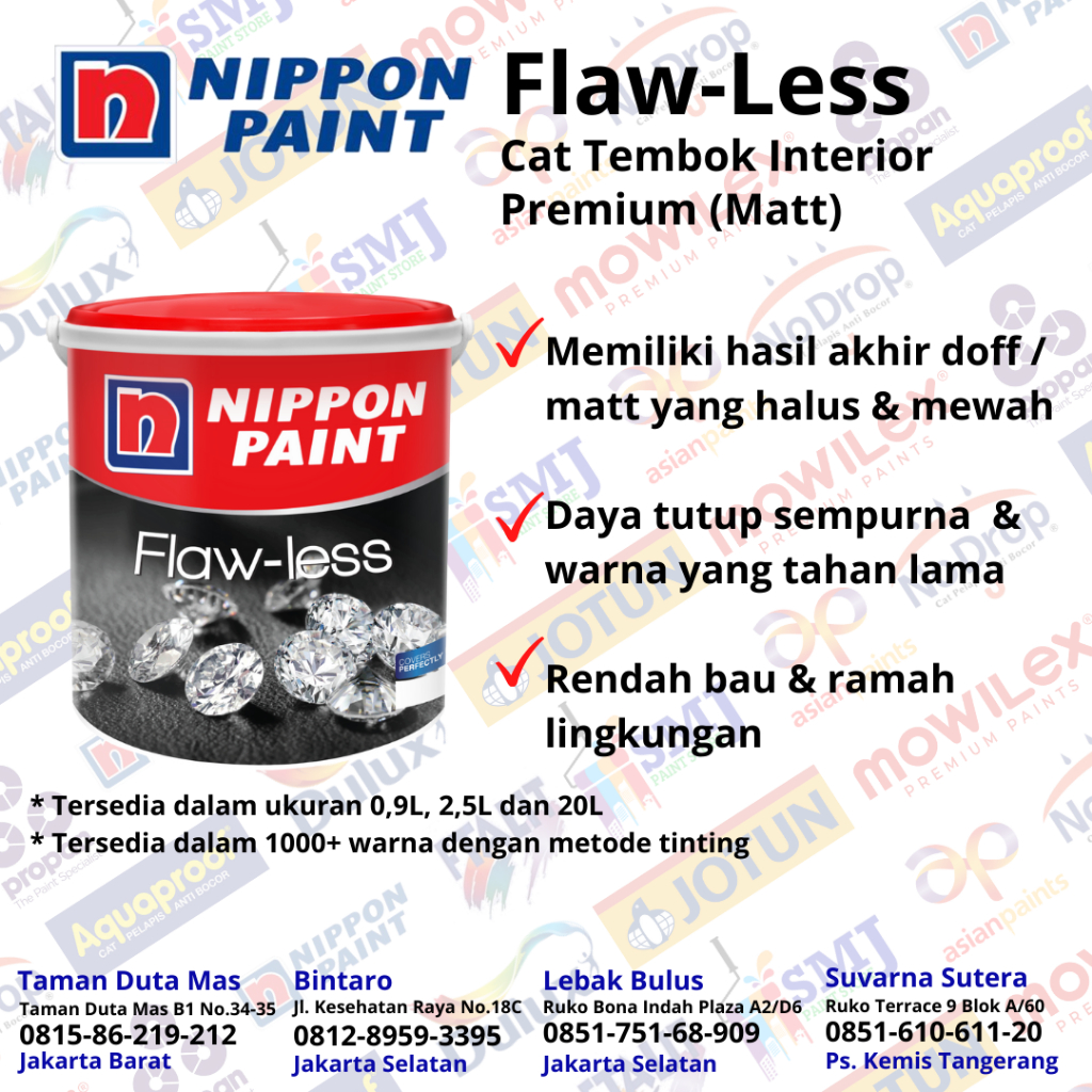 CAT TEMBOK INTERIOR NIPPON PAINT FLAWLESS PUEBLO BLUE KEMASAN 2,5 LITER