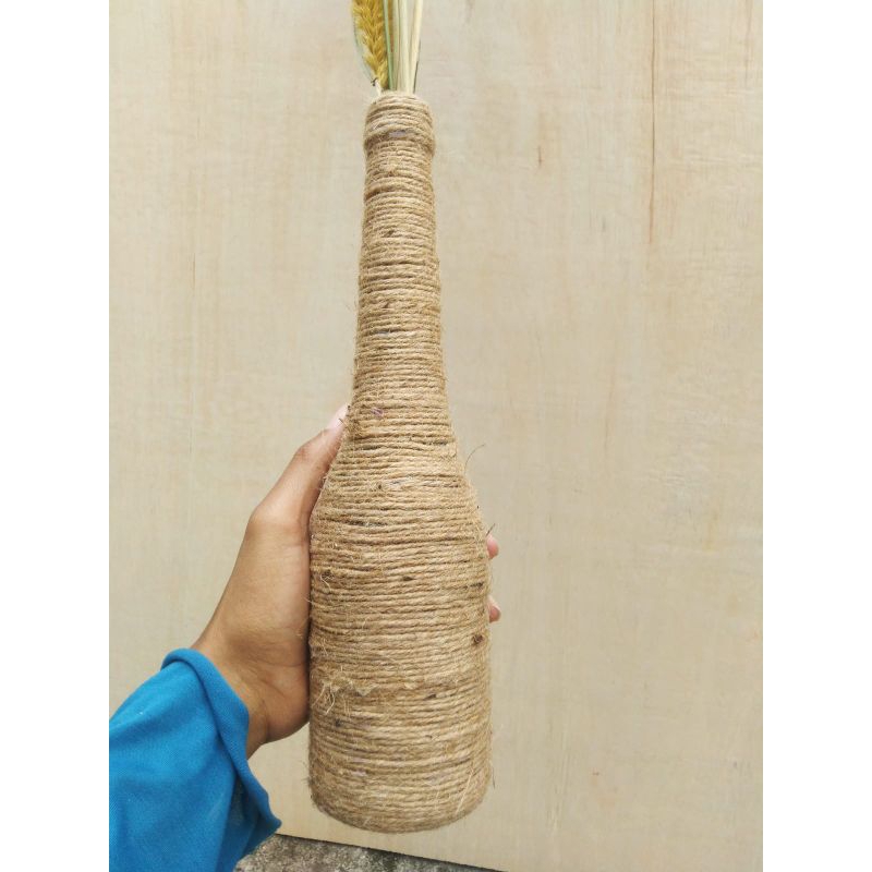 vas botol kaca tali rami vas bunga kering aesthetic