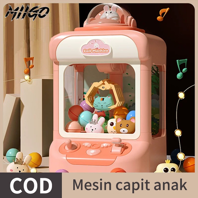 PO 【COD】Mesin capit anak/Capit boneka mini rumah/Mesin capit mainan gacha operasi koin/mesin capit m