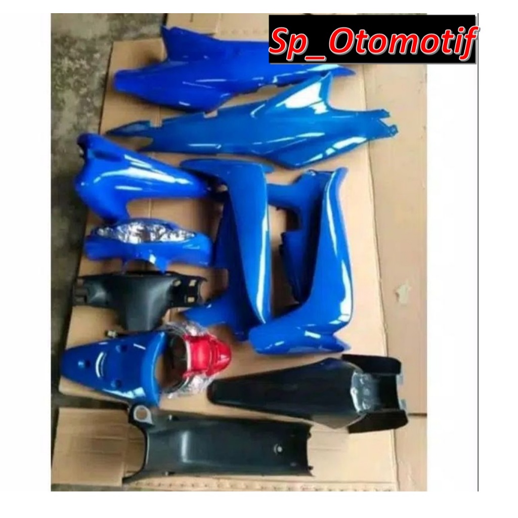 Full Set Body Kasar Halus Plus Reflektor Lampu Depan Belakang Smash 110 Warna Biru