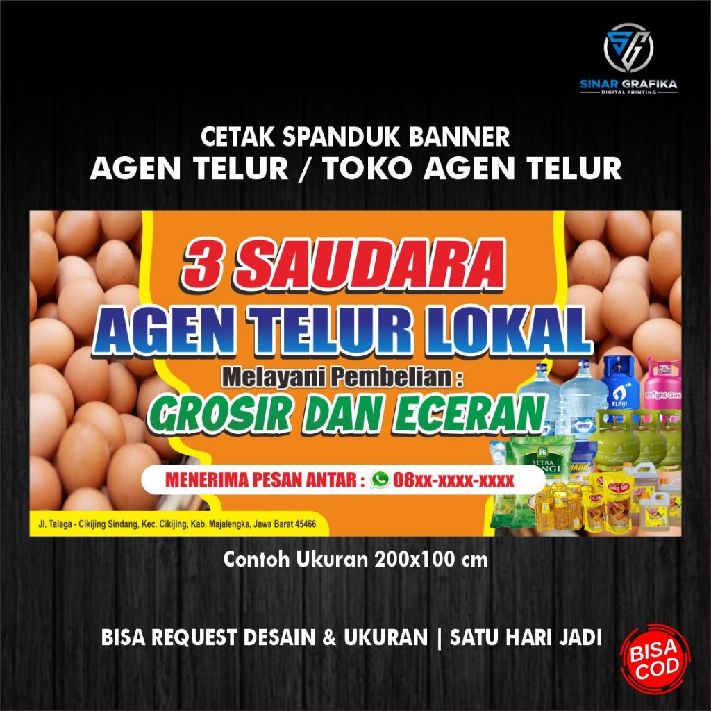 Spanduk Agen Telur/ Banner Sembako Agen Telur / Desain Custom