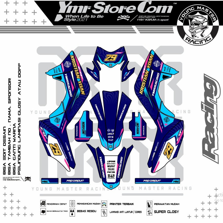 DECAL STICKER MOTOR HONDA CRF 150 L NEW SUPERMOTO/CRF 150 OLD/CRF 230/CRF 250/CRF 110/CRF 450/POLA P