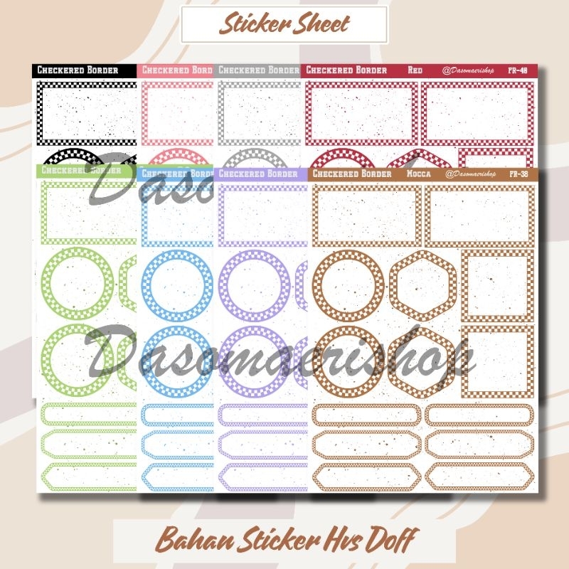 

Sticker Sheet Aesthetic Checkered Border Stiker Motif Papan Catur Dekorasi Journaling Scrapbook Handmade by Dasomaerishop