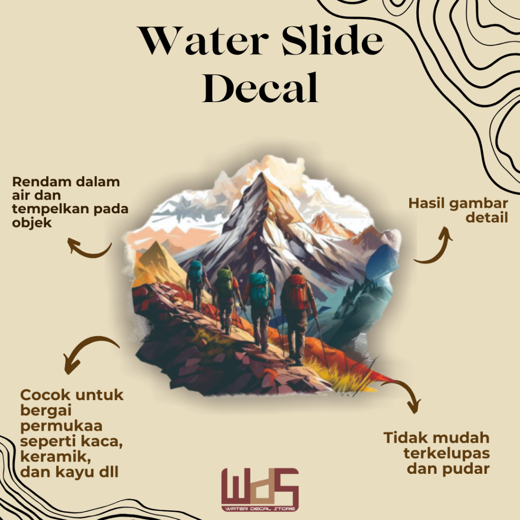 

WATER SLIDE DECAL PENDAKI / DECAL AIR / STIKER AIR / MERCHANDISE
