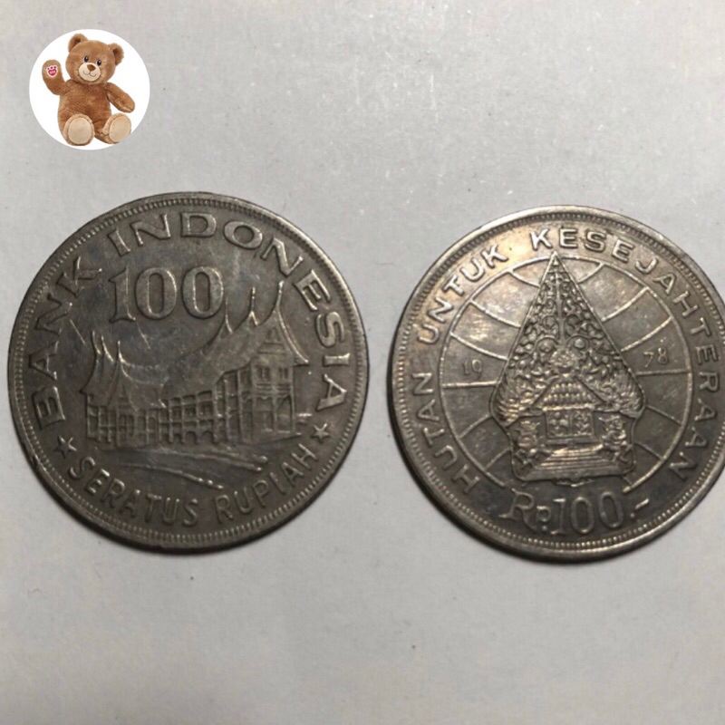 Uang Logam Kuno ASLI 100 Rupiah Bentuk TIPIS 1978.