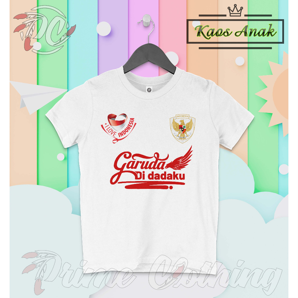 Kaos Anak Baju Anak Pakaian Anak Laki-laki/Perempuan Garuda di Dadaku