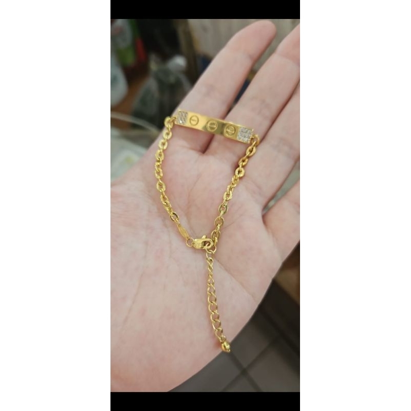 Gelang swis plat emas asli 375