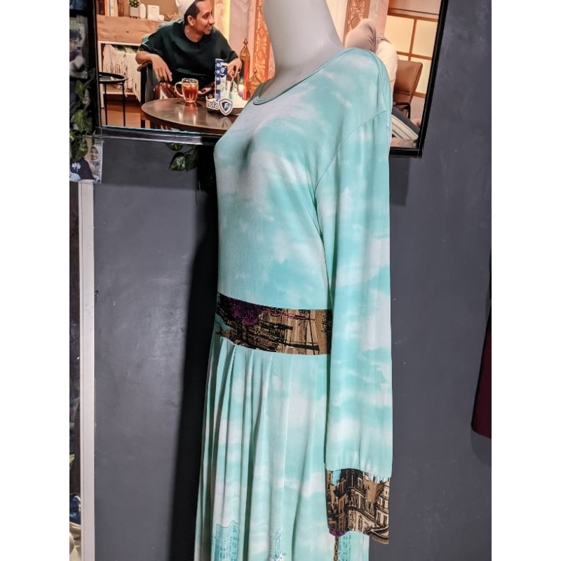 Gamis Jersey premium gamis printing motif menara gamis motif diorama cantik preloved  ym26
