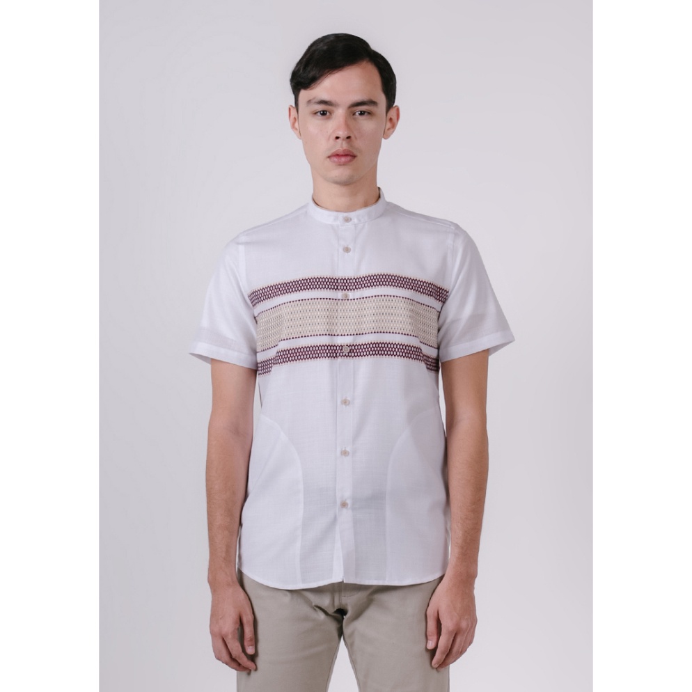 Harga Termuraah MENS TOP Kemeja Pria Koko Pendek ern Fit DAFTA  White