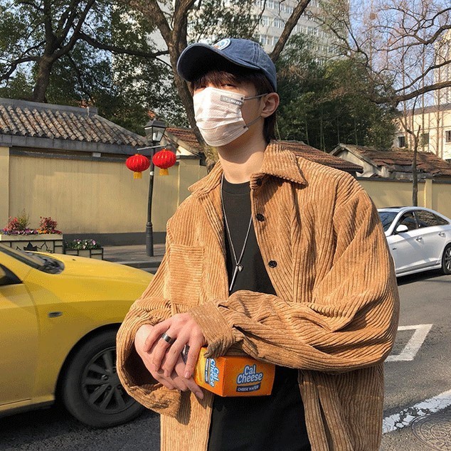 Harga Bersahabat Corduroy Retro Long Sleeve Outer Shirt Casual Oversize in Brown and Black Color  Ke