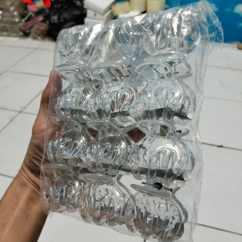Jepit rambut isi 12 pcs jedai 5 cm putih bening kualitas nomor satu harga murah meriah