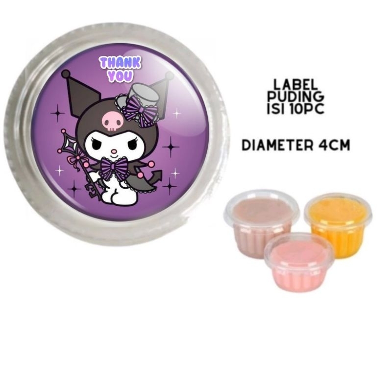 

Label stiker puding KUROMI label cup puding cup pudding label bento label tumpeng mini label KUROMI ulang tahun anak