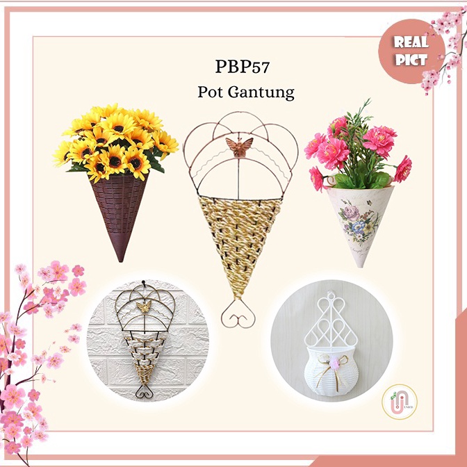 Paling dicari UNICO Pot Gantung Tempel Tanaman Bunga Daun Rambat Dekorasi Unik Dinding Tembok Rotan 