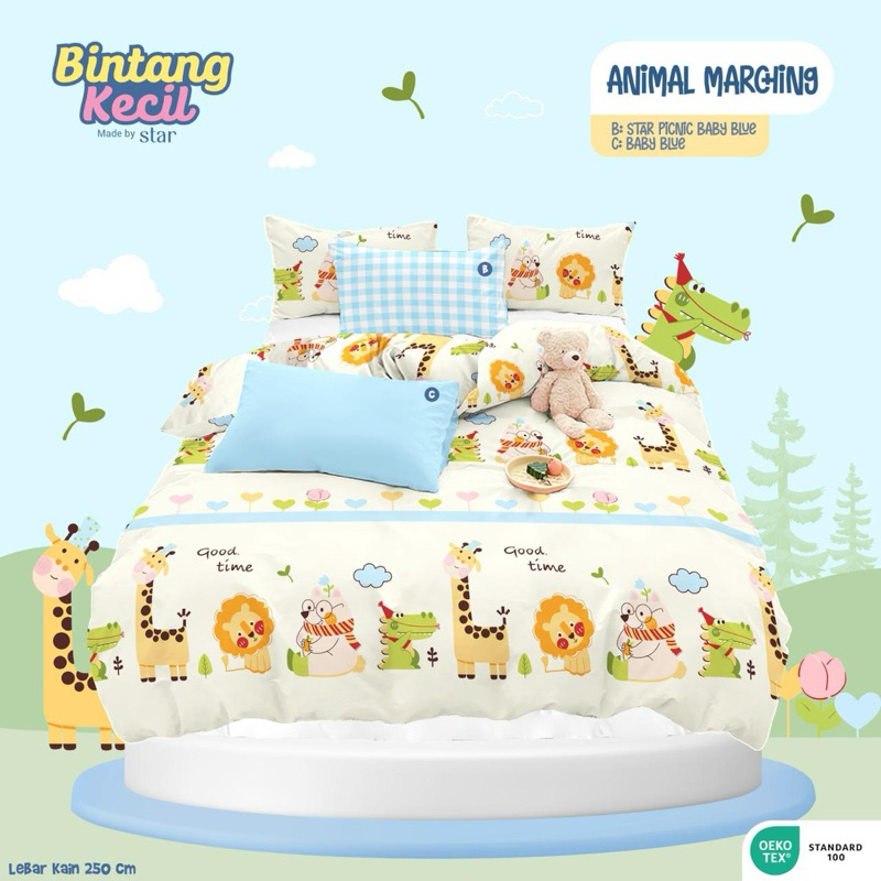 kain sprei meteran animal marching bintang kecil
