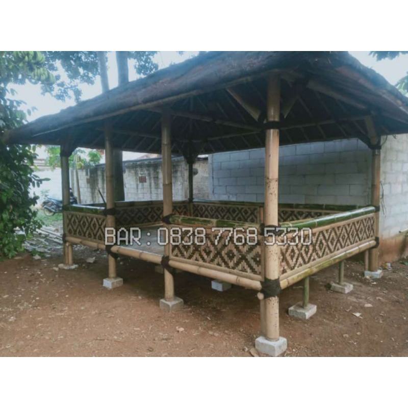 GAZEBO BAMBU/SAUNG BAMBU/ GAZEBO BAMBU UKURAN 4X3 METER/ GAZEBO SIAP PASANG