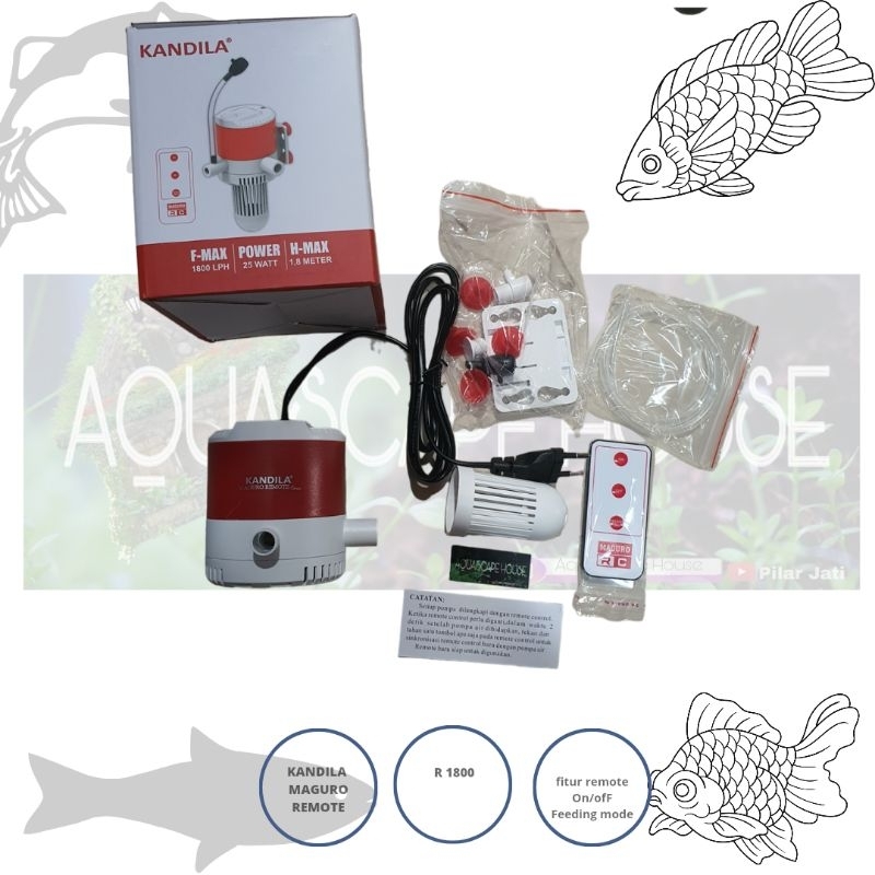 Kandila Maguro Remote R1800 pompa aquarium kolam