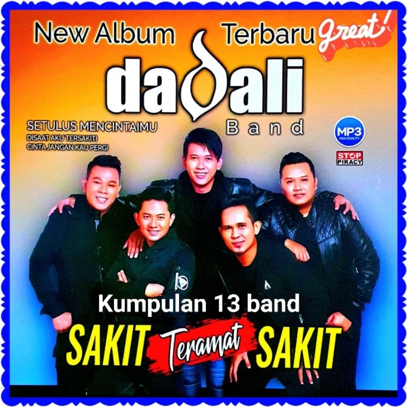 KASET CD MP3 KUMPULAN 13 BAND INDONESIA-LAGU DADALI-LAGU ANDMESH-LAGU WALI BAND-LAGU PAPINKA-LAGU AD