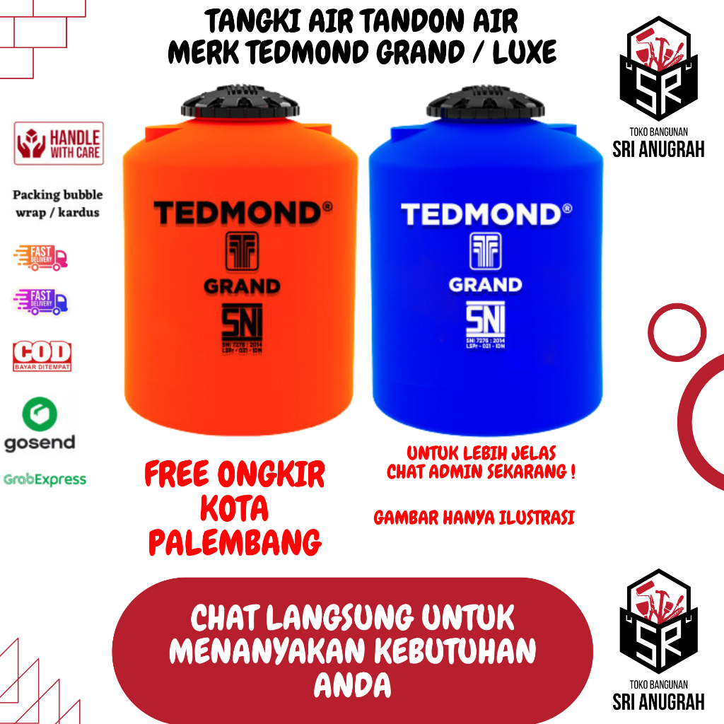 TEDMOND GRAND LUXE Tangki Air Tando Air Vertikal 250L 350L 600L 900L 1070L 1200L 1600L 2200L