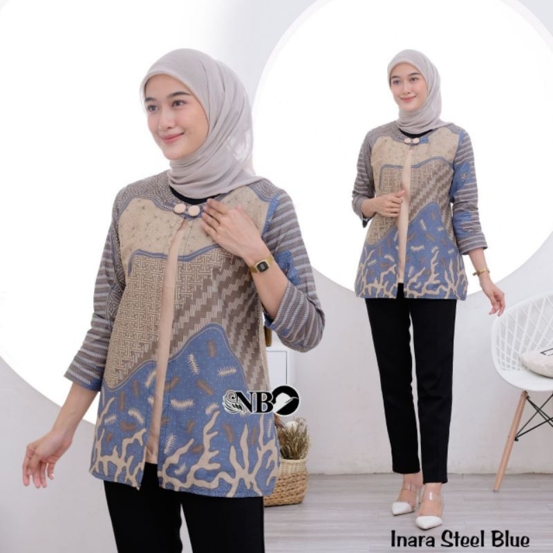 KIWARI BATIK Blouse batik wanita modern blouse batik wanita kantor HRB026 10 motif sage lilac