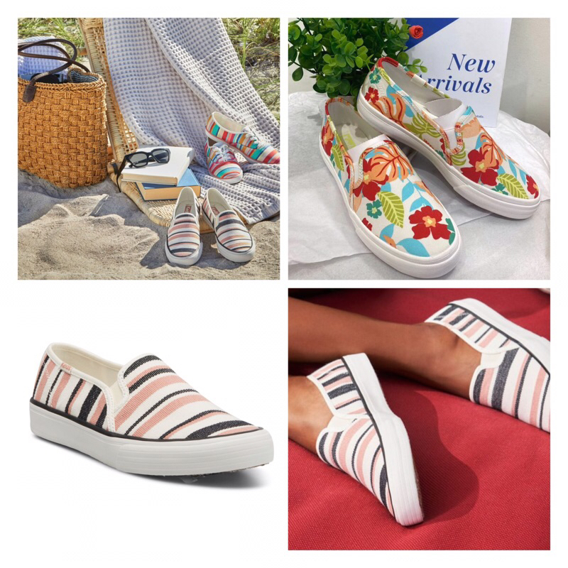 DISKON STOCK  Sneakers KEDS Original Sepatu Wanita All Slip on Double Decker Motif Printed Series WF
