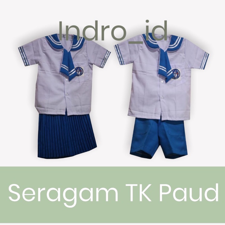 SERAGAM TK  PAUD BIRU PUTIH BERDASI ART L3J3