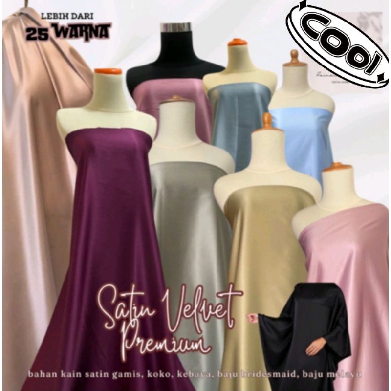 Bahan Kain Velvet Polosan Furing / Kain Velvet Furing Permium Velvet Furing Kebaya