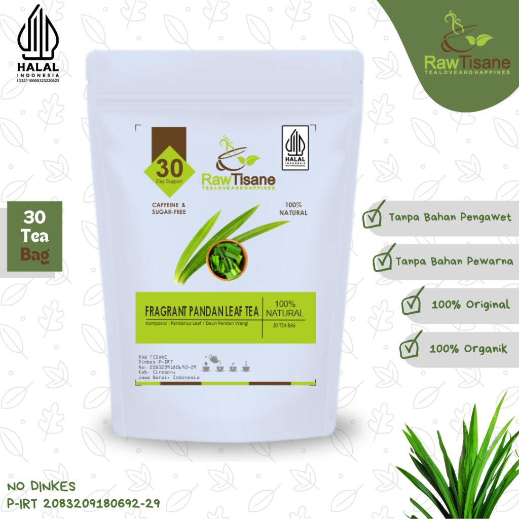 

RAW TISANE Fragrant Pandan Leaf Tea : Teh Celup Daun Pandan Wangi All Varian Isi 30 Tea Bag