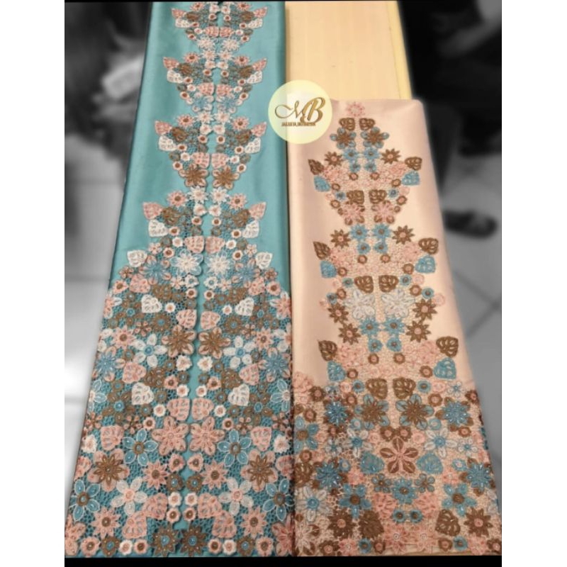 Bahan Baju Abaya Taveta Bordir dan Payet/Bahan Taveta Silky/Motif Bordir Mulz - 3