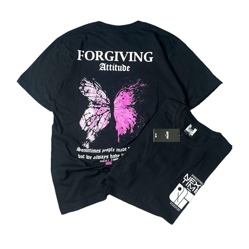 T-shirt distro T-shirt pria kaos NEXTIME FORGIVING hitam original kaos distro kaos pria kaos oversiz