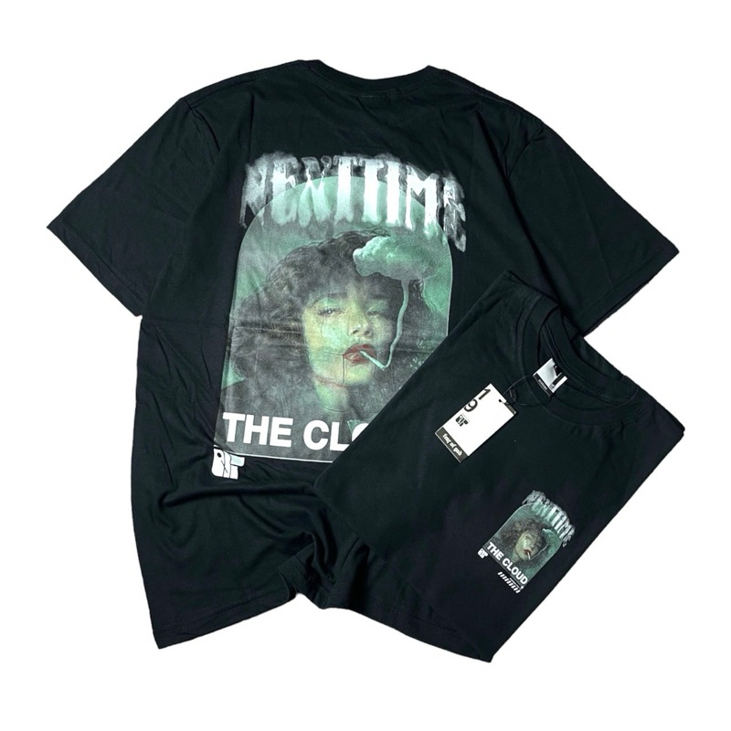 t-shirt distro t-shirt pria kaos NEXTIME THE CLOUD hitam kos oversize baju pria kaos distro kaos pri