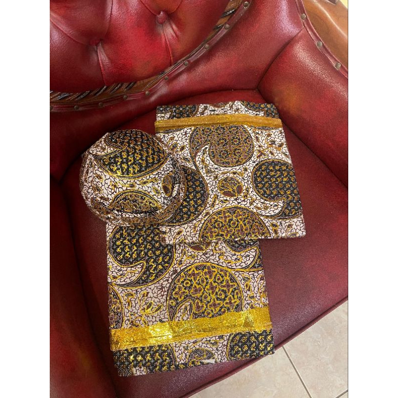 Set kain jarik pengantin  & Blangkon |  Kain pengantin prada |  Kain jarik pengantin jawa