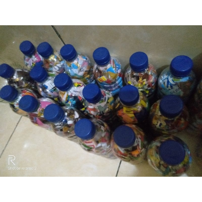 ecobrick botol Aqua ukuran 600 ml berat 200grqm +