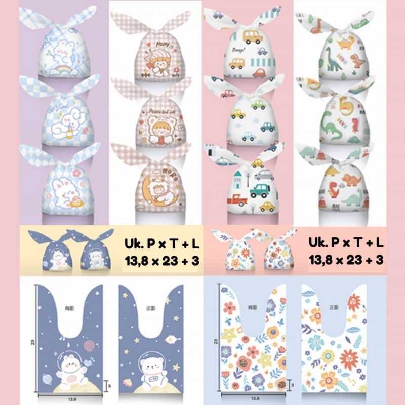 

HAPPY [10 PCS : 13.8 x 23cm] PLASTIK KELINCI SNACK COOKIES ULANG TAHUN GOODIE BAG RABBIT