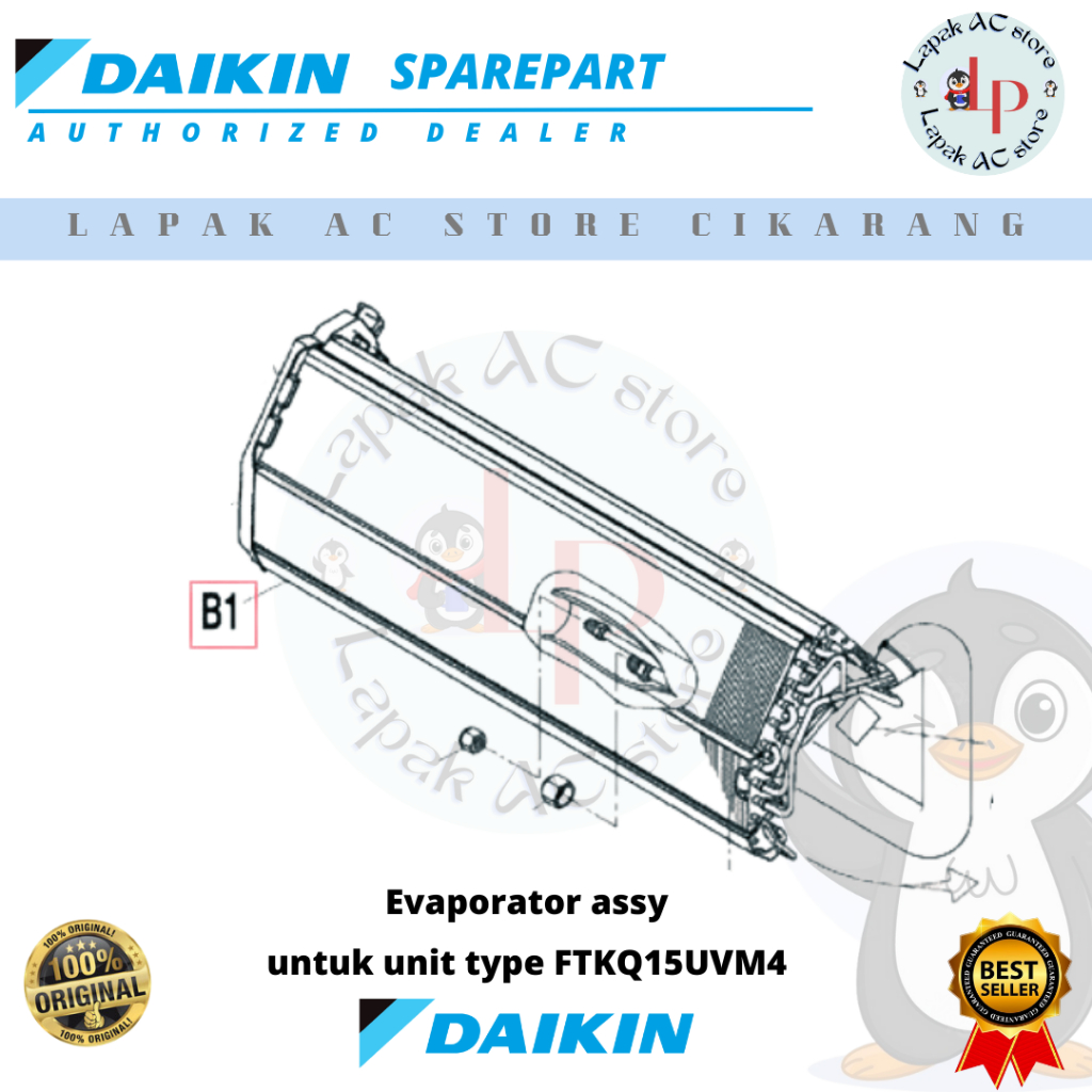 Evaporator AC DAIKIN Thailand Inverter 1/2 PK FTKQ15UVM4