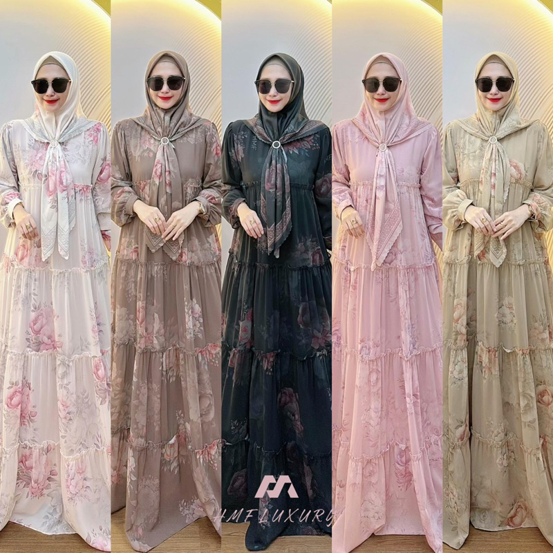 HMF Luxury - Baju Gamis Wanita Rubina Dress by Hmf Luxury - Ceruty Printing Premium