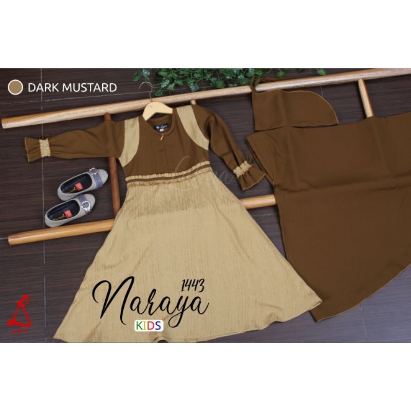 Gamis set anak NARAYA 1443 BY LUBNA KIDS Gamis Anak Simple & Elegant usia 4-10 tahun