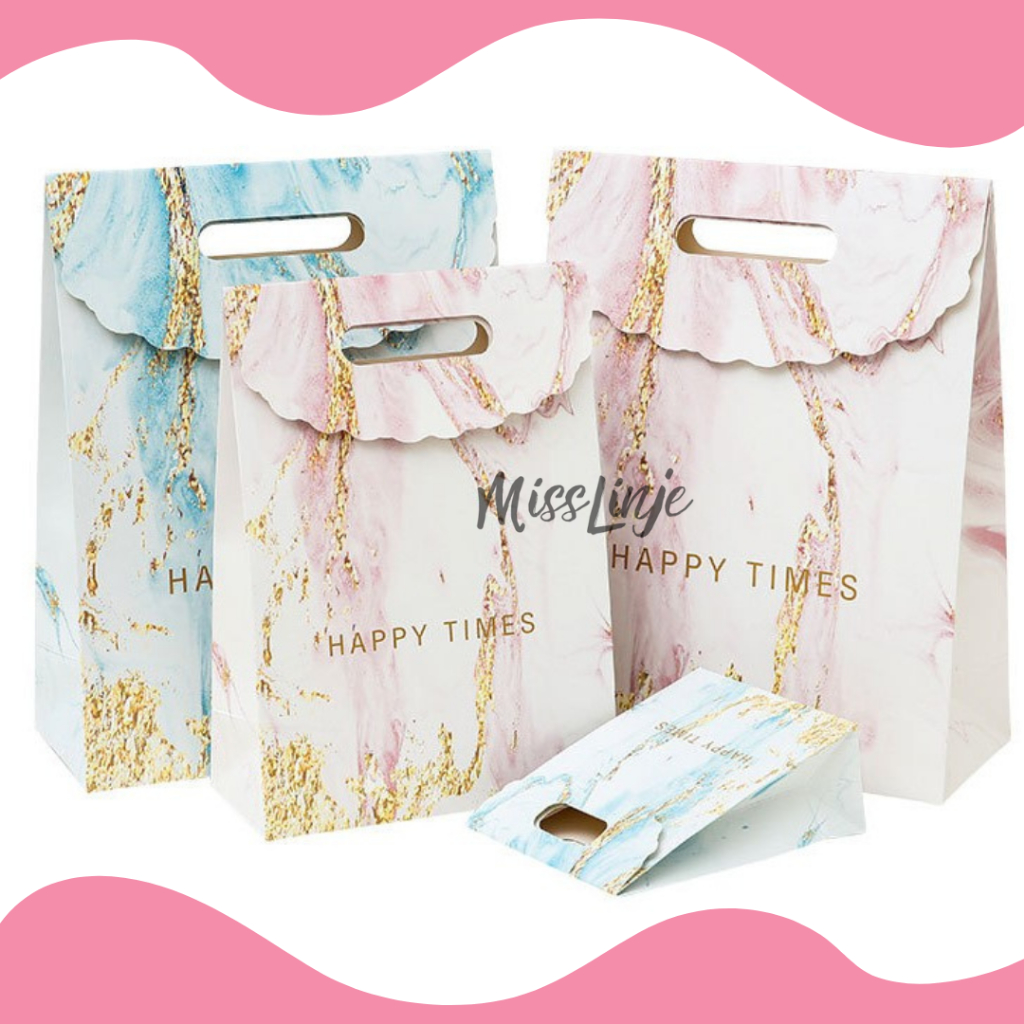 

Paper Bag Paperbag Ukuran Sedang Kado Tutup Atas Gift Bag Tas Hadiah Exclusive Motif Marble Pink Dan Biru