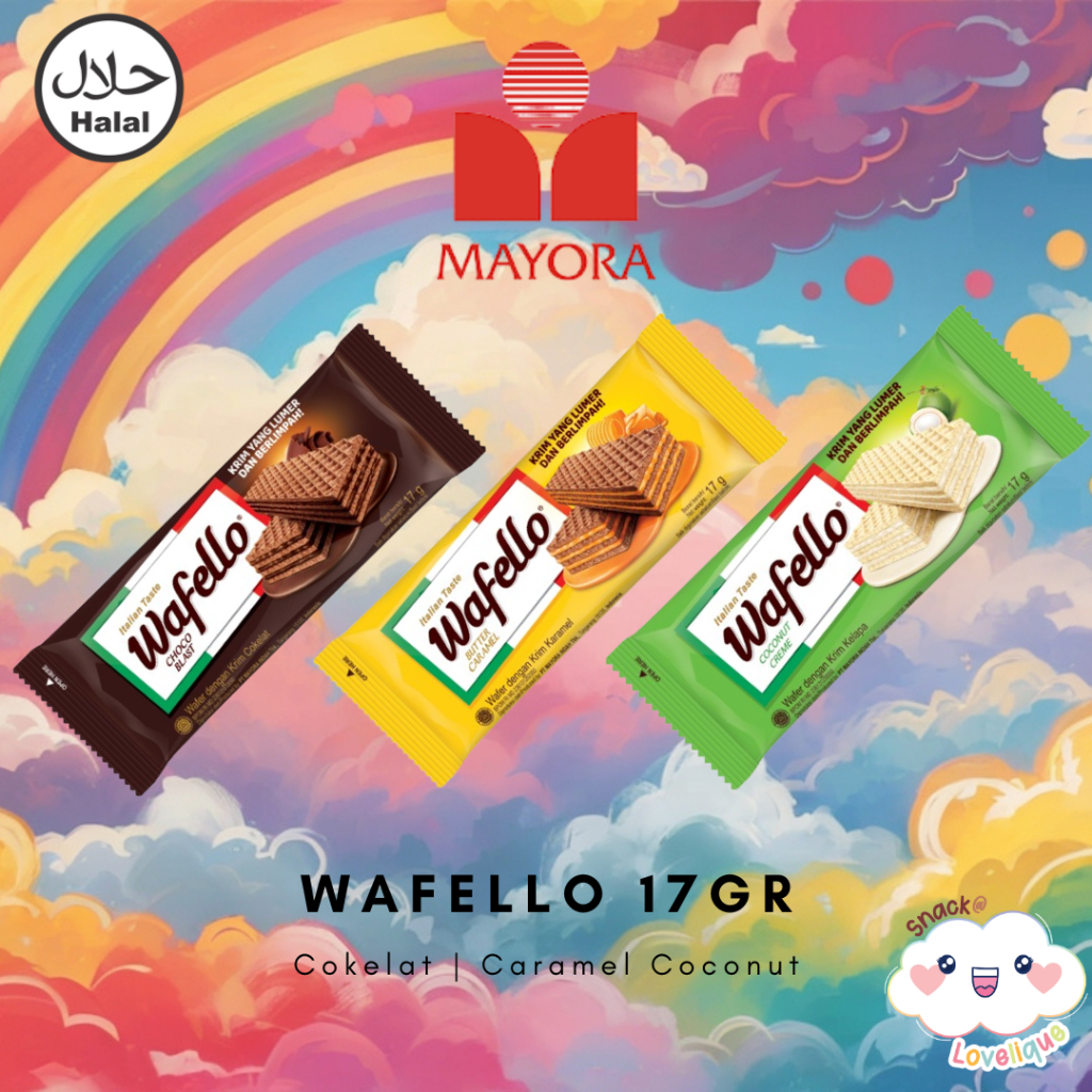 

Wafello Wafer Italian Taste 17g All - Variant ( Butter Caramel / Coklat )