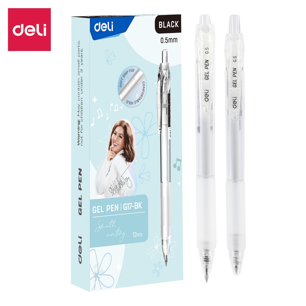 

Deli Ballpoint Retratable Gel Pen 0.5mm Tinta Hitam G17-BK