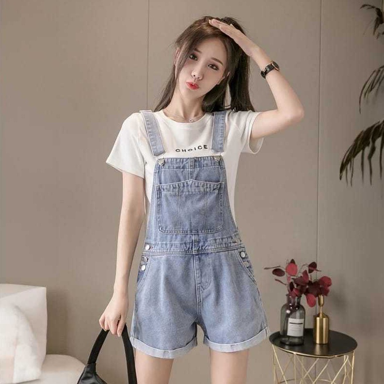 ART R53C Overall Pendek Jeans Nonstreet  Celana Pendek Kodok wanita  Baju kodok pendek Wanita jeans 