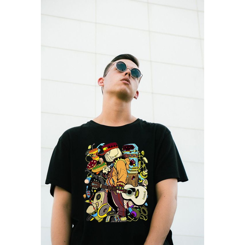 Restock Tshirt Kaos Dewasa Guitar Pitbull Lengan Pendek Unisex Pria Wanita