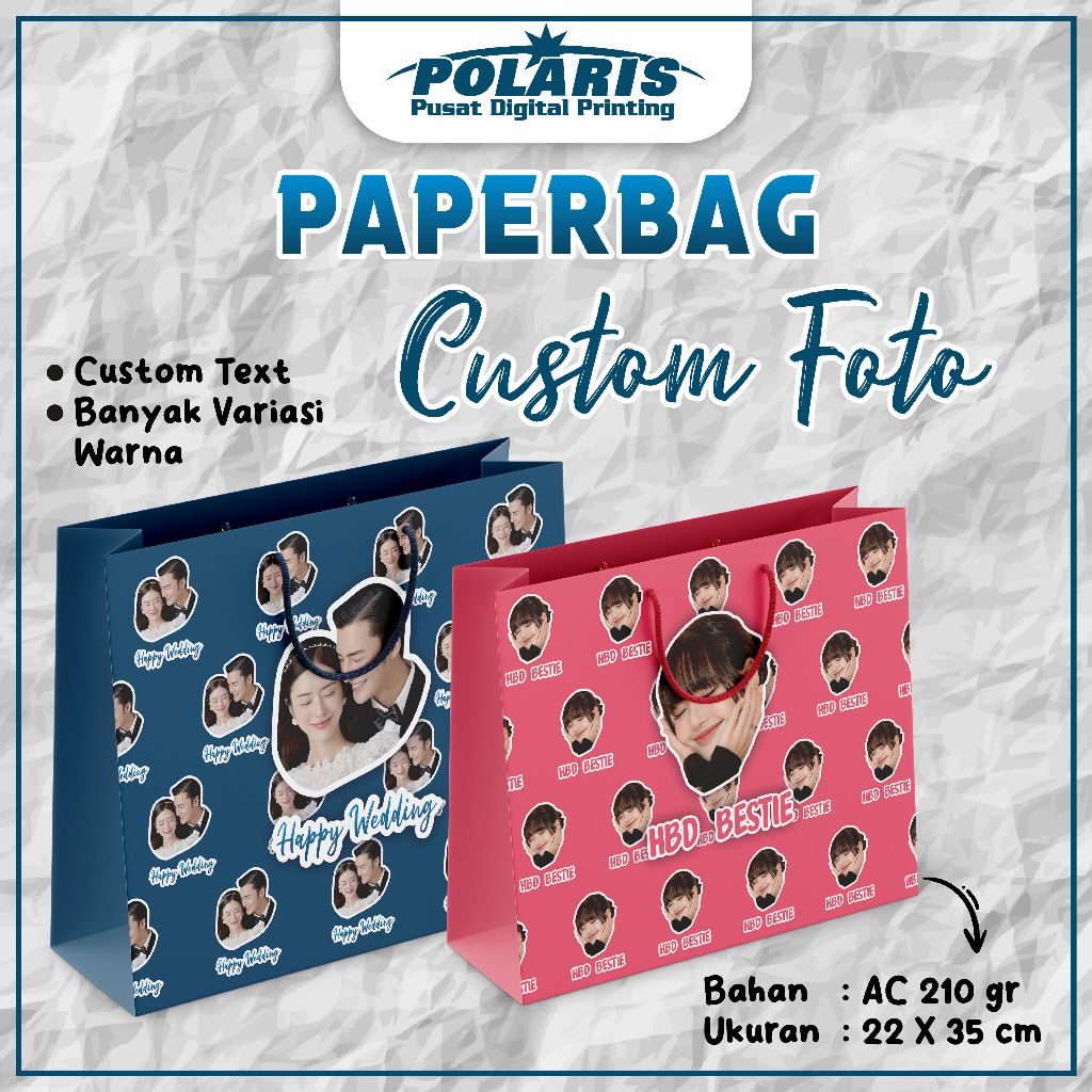 

Paperbag Custom Foto / Tas Hampers Custom / Paperbag Ulang Tahun / Paperbag Murah High Quality