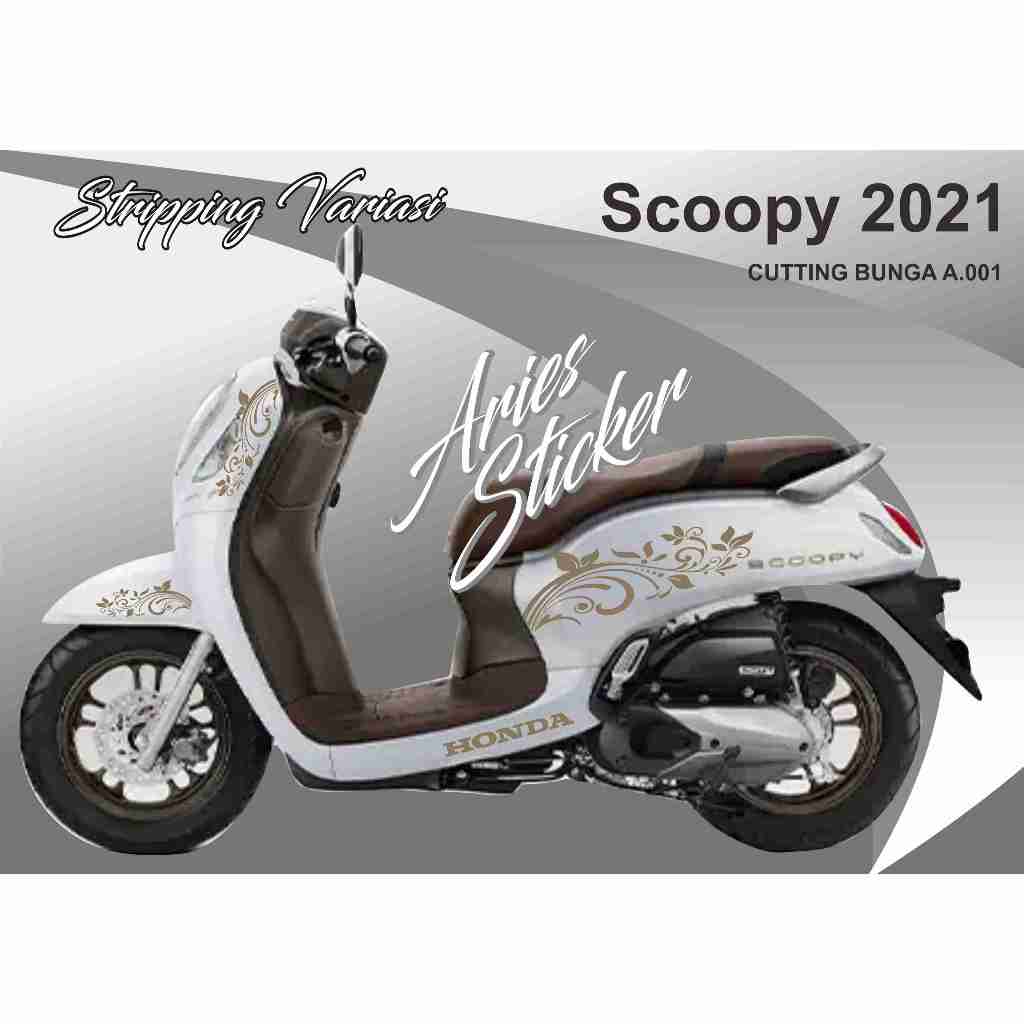 STICKER CUTTING SCOOPY 2021 MOTIF BUNGA CUTTING A.001