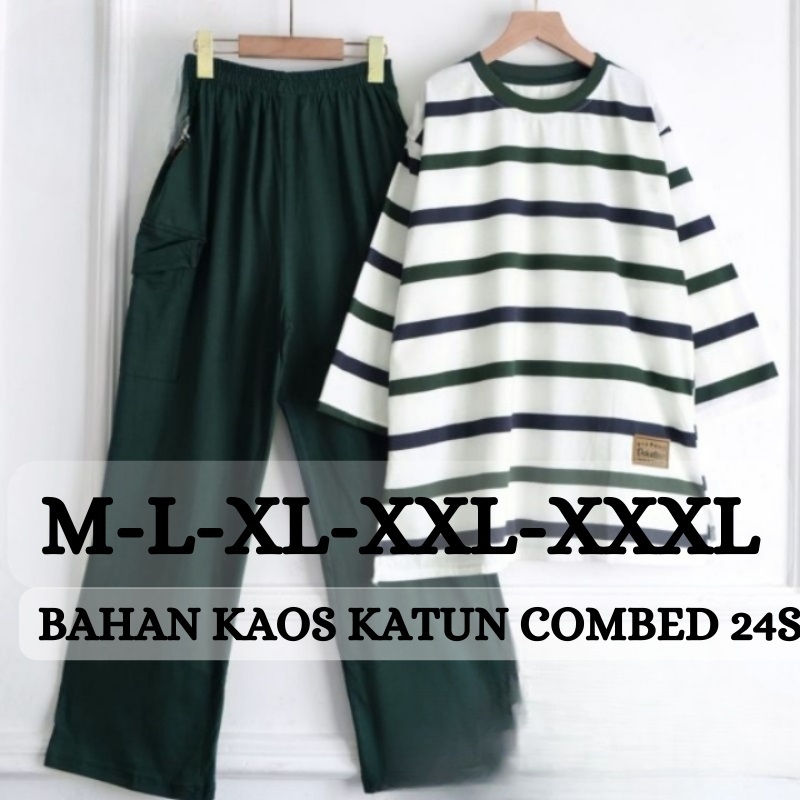 Setelan Wanita Kekinian Brenda Set BO Bahan Kaos Katun Combed 24s Size M L XL XXL XXXL One Set Celan