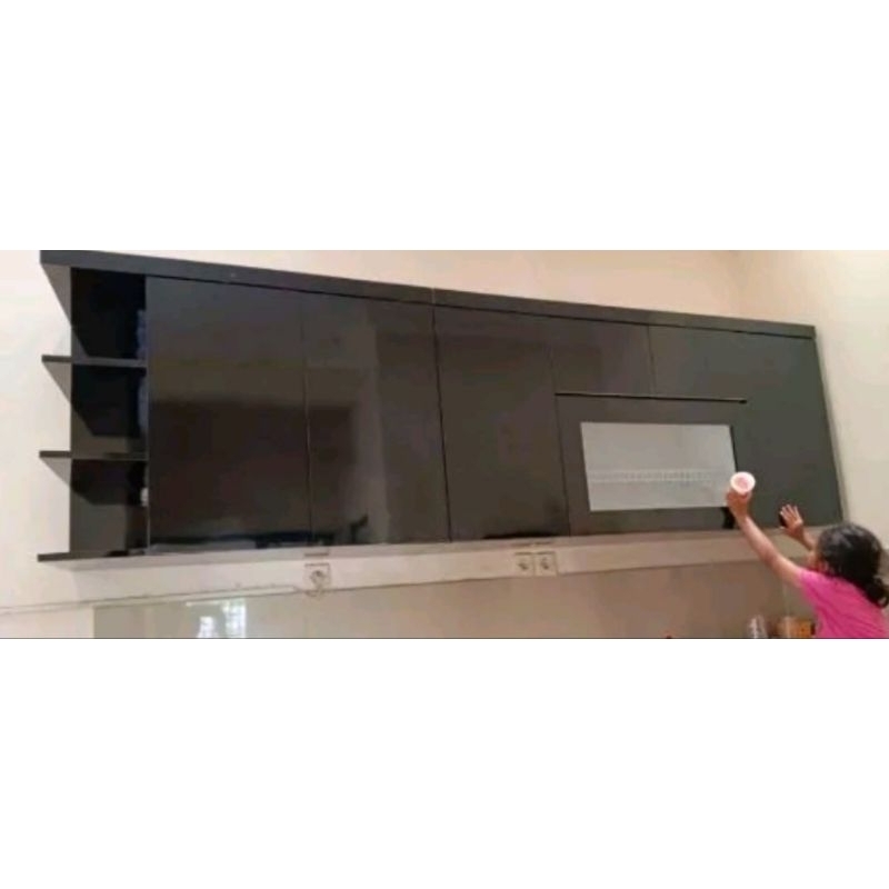 kitchen set atas hpl 180cm bonus rak piring lemari dapur atas hpl custom