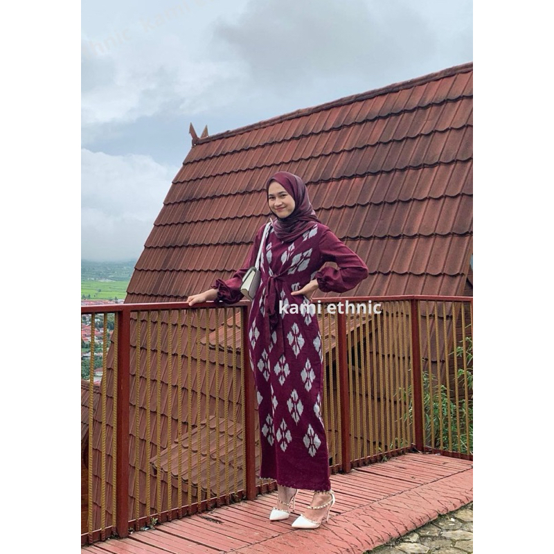 gamis tenun kekinian - gamis tenun - gamis tenun couple - gamis tenun etnik - gamis tenun wanita mus