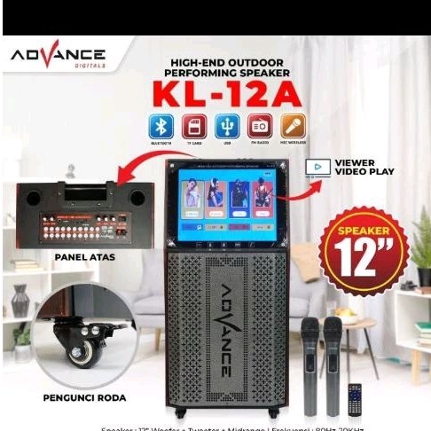 [PROMO] Speaker Advance KL-12A speaker bluetooth portable karaoke with LCD - 2 mic